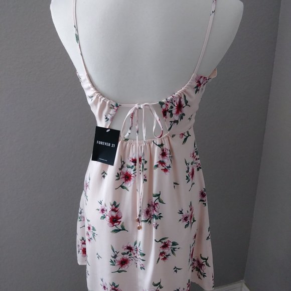 Forever 21 Summer Floral Open Back Tie Dress Small - Picture 6 of 9